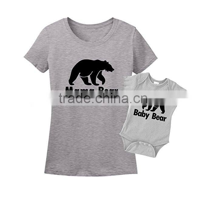 mommy and me t shirts custom printing 100% organic cotton t-shirts bodysuit wholesale