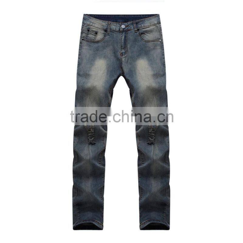 2016 Hot men's fashion men's jeans biker jeans hole personality male personality pants beggar