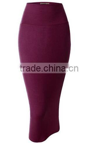 Fashion Lightweight Stretchy Fabric Elastic Waist Band Pencil Skirt for woman
