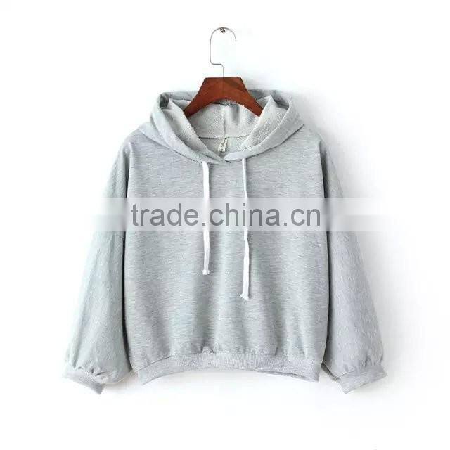 2016 wholesale womens hoodies plain pullover with adjustable drawstring
