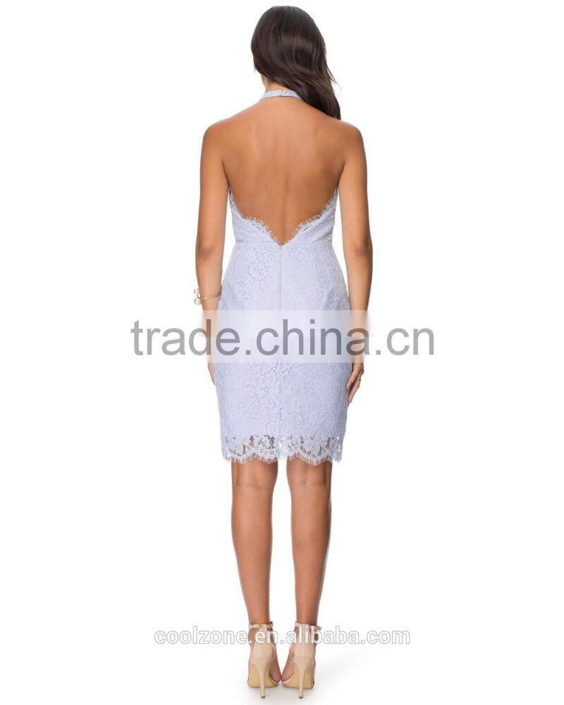 Sexy backless design crossover halter neck evening dress wholesale