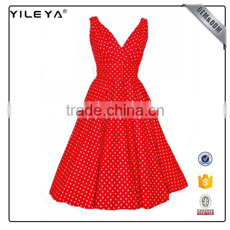Factory direct offer rockabilly dress polka dots,polka dot dress,dot printed dresses