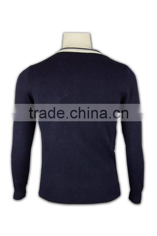 ISO9001/BSCI Manufature navy blue teenager striped pattern cardigan sweater