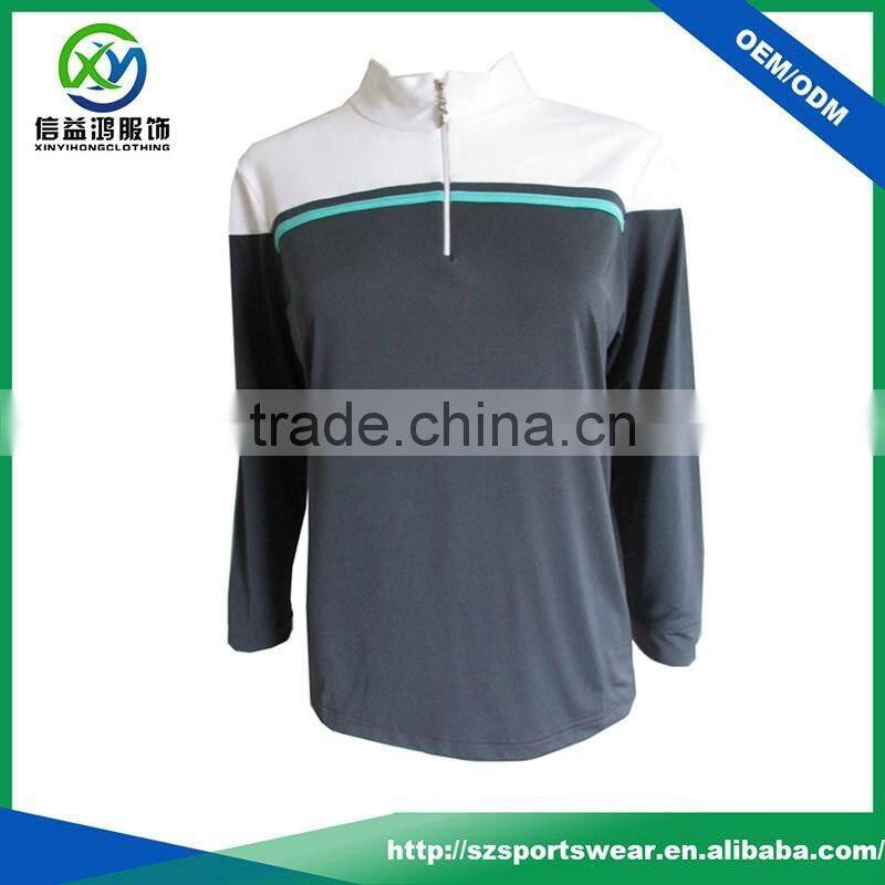 Mock Neck Zip Placket Ladies Golf Outfits Pullovers