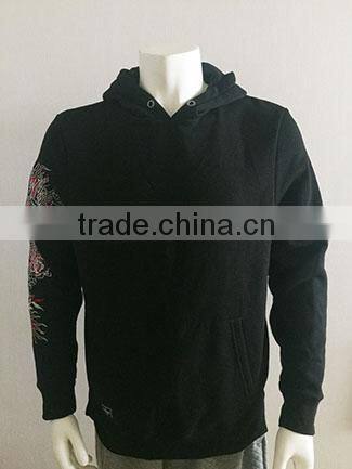 Men's fleece black embroidey pullover hoodie