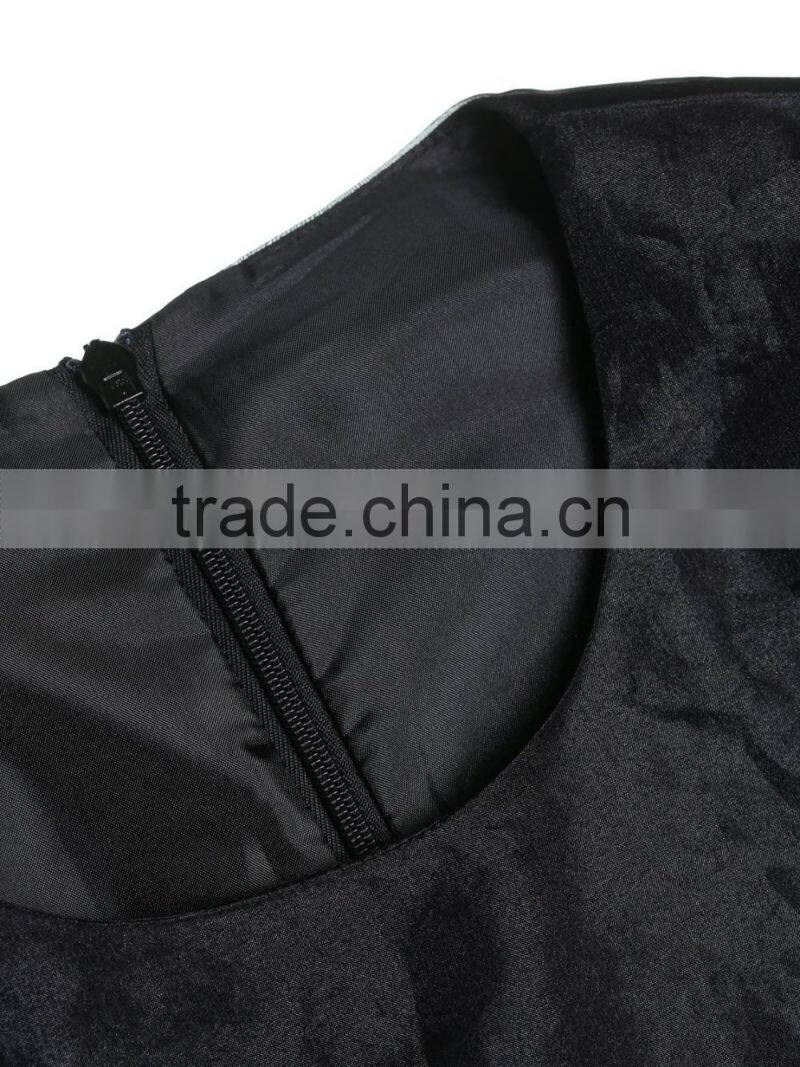 Black Organza cartoon printing polyester loose sleeveless A-line dress