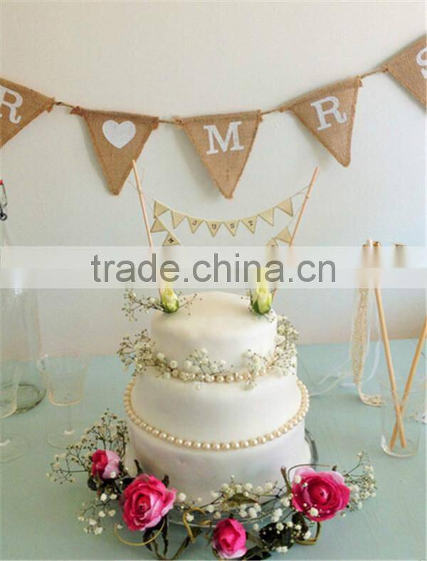 JUST MARRIED CAKE BUNTING TOPPER IVORY VINTAGE LACE SHABBY CHIC RUSTIC WEDDING
