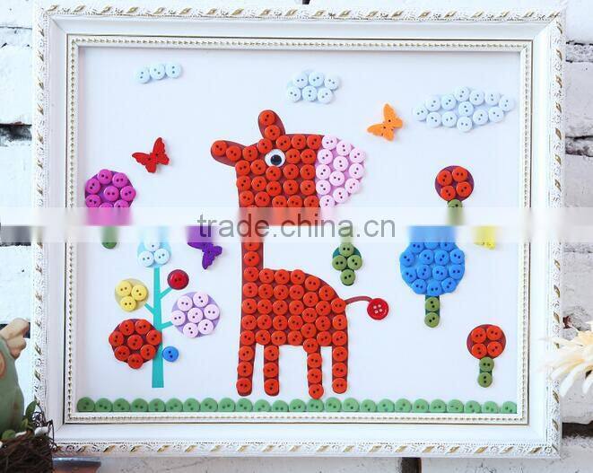 Children diy button picture handmade button stickers craft creative toys for kindergarten kids