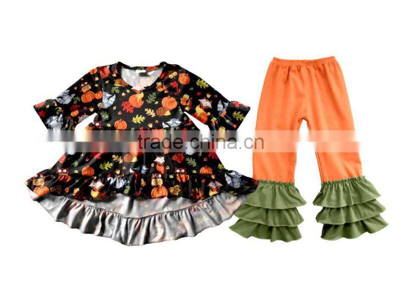 2017 children halloween clothes wholesale chevron fall 2pcs outfit baby winter clothing
