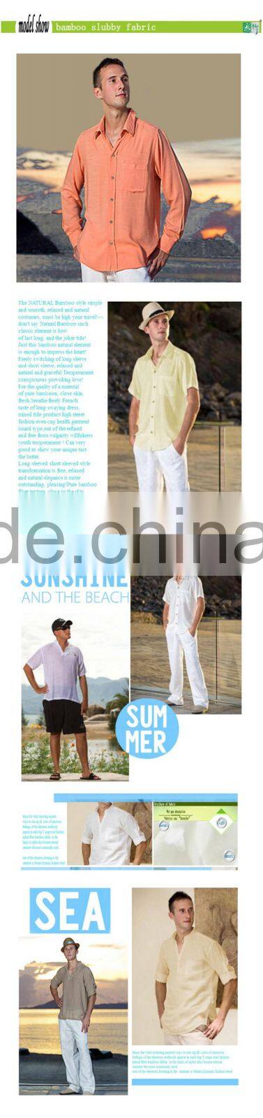 21s/19s 170g weight bamboo slub fabric for trousers