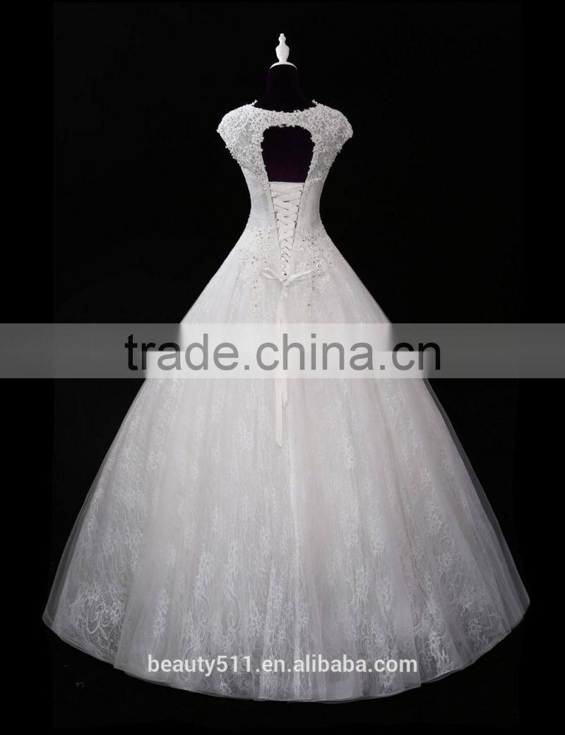 2017 new design real picture ball gown wedding dress for fat women Classic Appliques Sequin Wedding Dress F11601