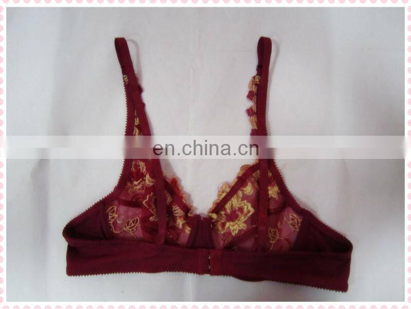 2015 no foam cup with fashion embroidery bra and brief sets