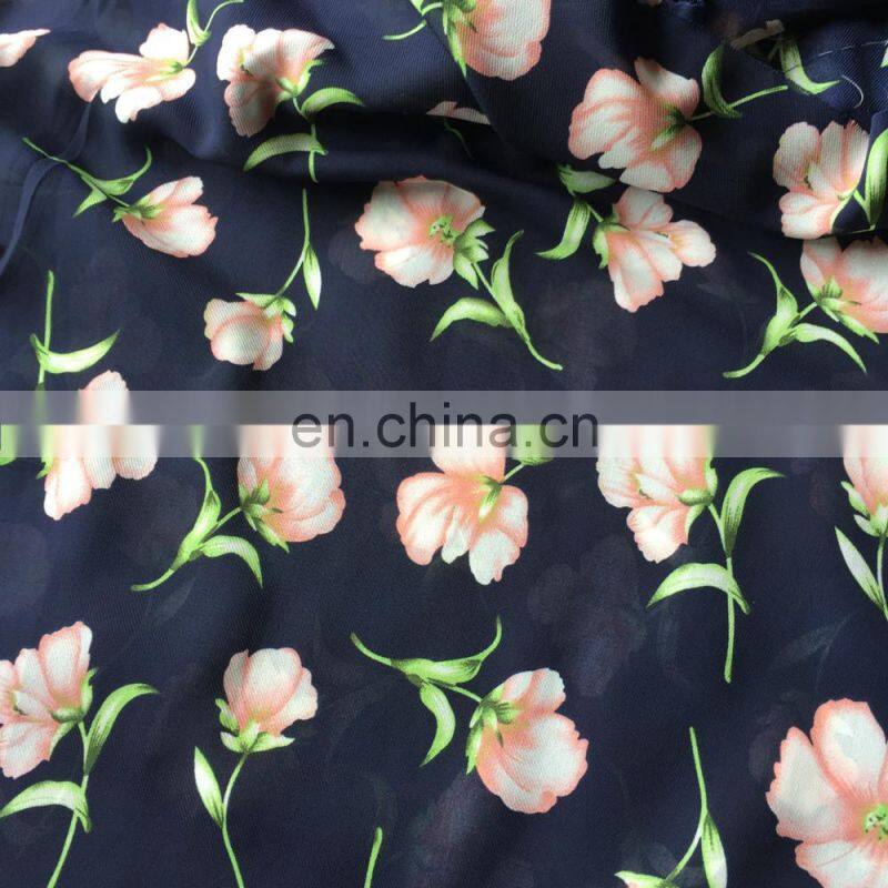 2017 summer new arrival digital printed chiffon fabric polyester stretchfabric