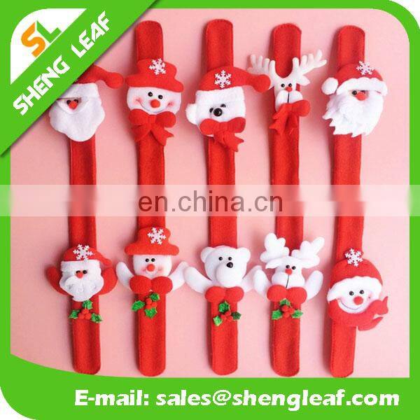 wholesale plush slap bandled x-mas slap bracelet fashion party christmas bracelet kids hot sale christmas bracelet