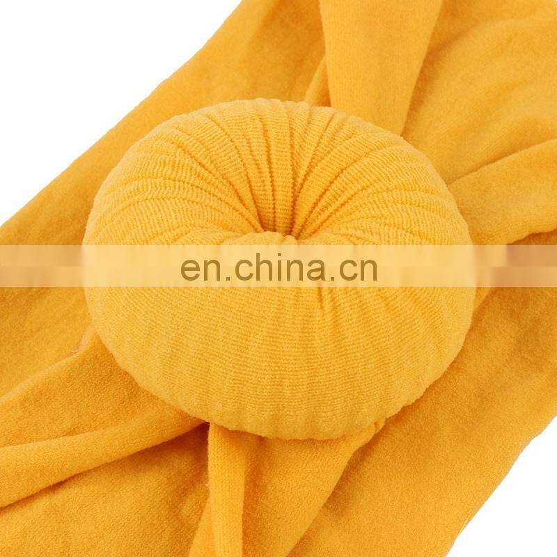 22Colors Baby Turban Nylon Headband Girls Solid Soft Headwraps With ball