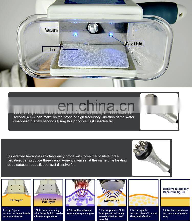 Most Sale Double cyro handles Cryolipolysis Freeze Fat slimming machine with Cavitation and RF head