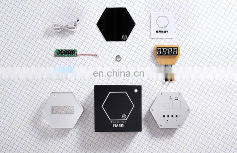 2020 USB Charging rechargeable Led Decoration Design night lighting Mirror Alarm Clock