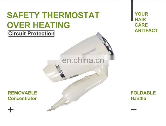 Honeyson oem cheap hotel guest room low watt hair dryer
