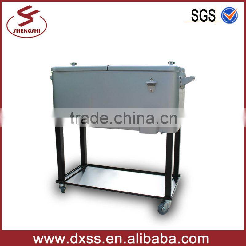 73L good printing metal outdoor travelling box cooler cooler cart (C-006)