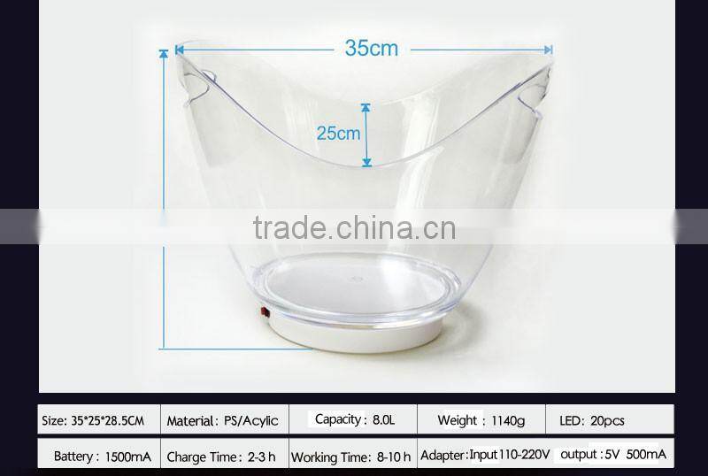 led lighting belvedere vodka bottle ice bucket factory price