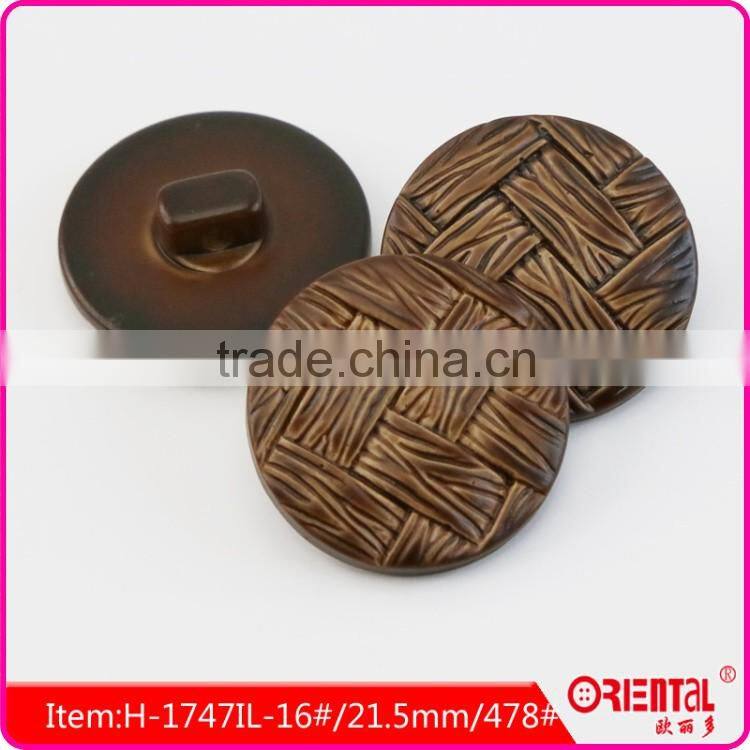 imitation leather plastic coat button in brown