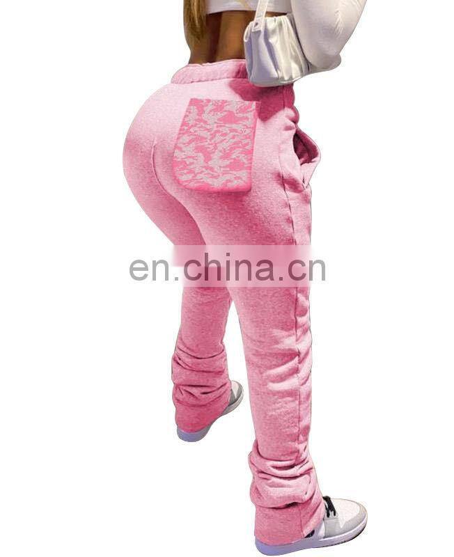 Wholesale Autumn and winter women's clothing with cashmere sweater fabric sports drawstring casual pocket pile pants