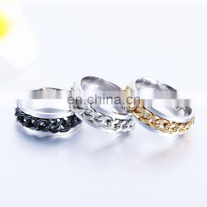 2020 Fashion Charm Men Women Jewelry Rotatable Chain Stainless Steel Ring