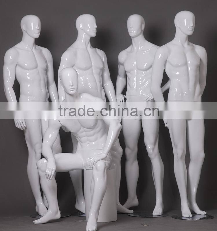 glossy white sitting male mannequin