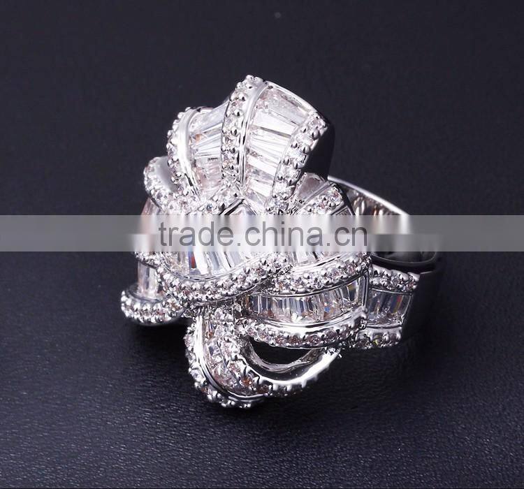 New African Design Wedding Luxury Style Baguette Zircon Crystal Women CZ Jewelry Ring