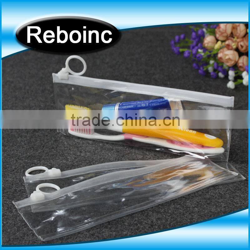 Slider ziplock frosted pvc bag for toliety packing frost pvc bag for tooth brush