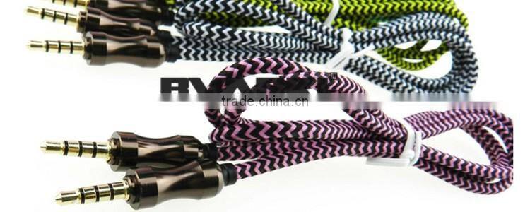 2016 new products Fabric Braided 3.5mm aux audio cable male to male for all kinds of electronics product alibaba express