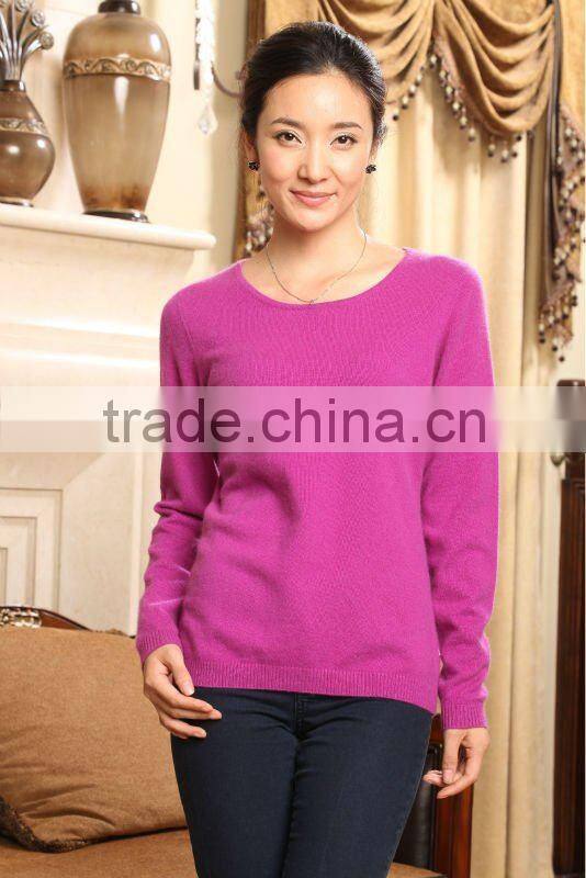 100% cashmere women's crewneck basic sweater