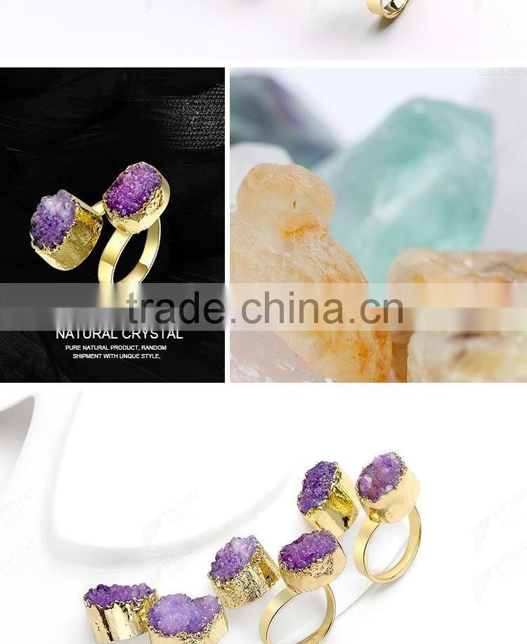 Purple Double natural stone gold ring designs for men