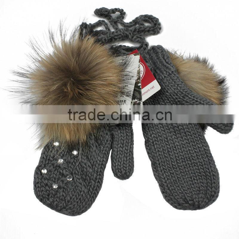 Plain wool knitted women stylish winter knitted gloves