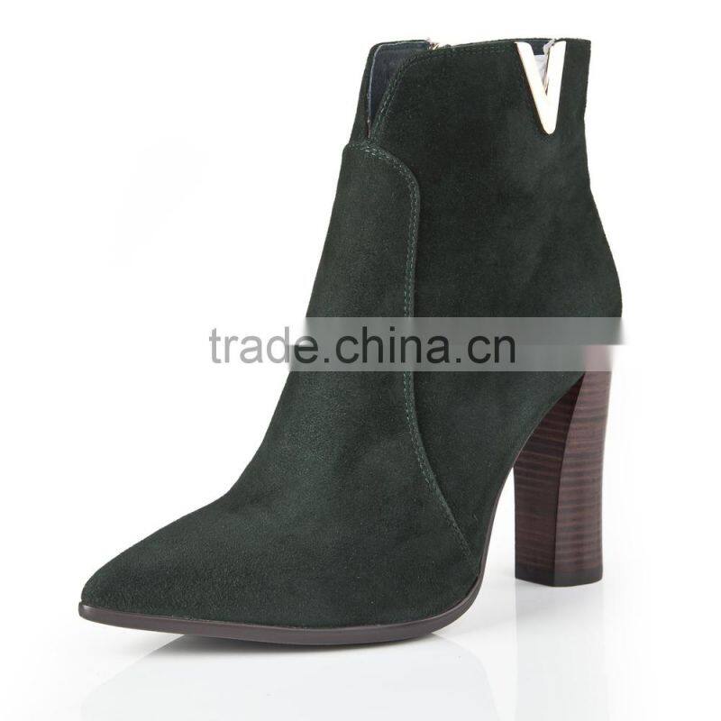 Fashionable American Women Wooden Heel Stiletto Boots Ladies