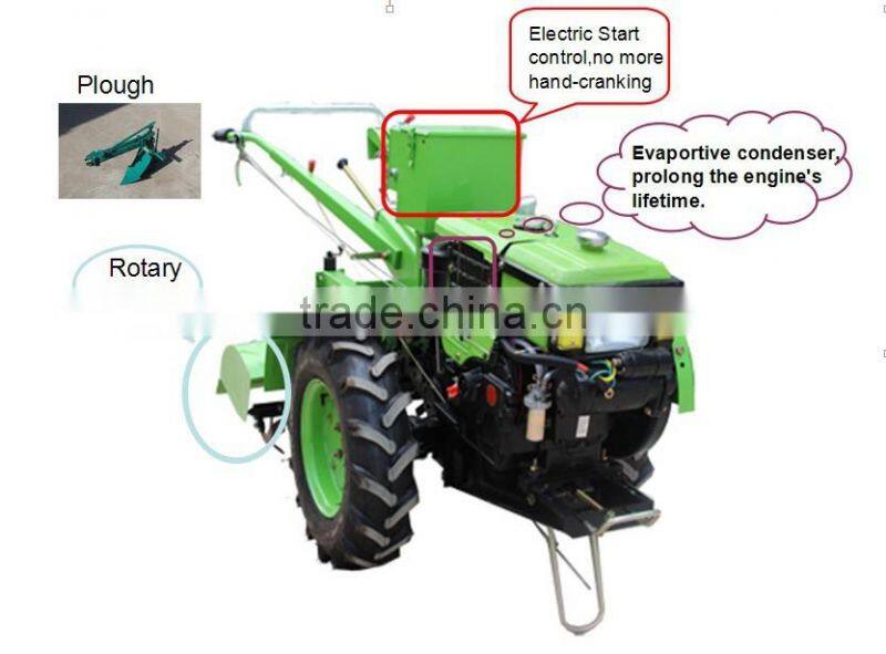 2014 hot sales walking tractor with plough and tiller and grass mower and trailer