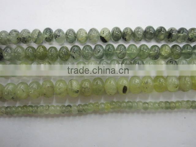 Natural green prehnite roundel bead mineral gemstone for jewelry making