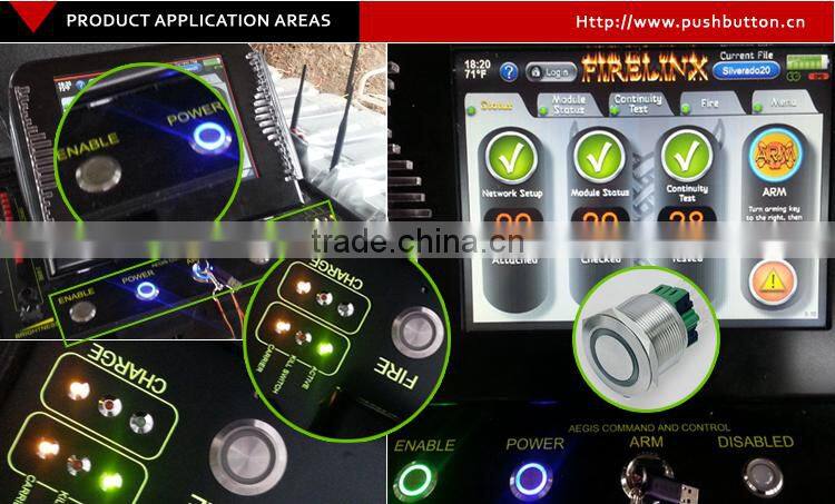 19mm stainless steel Flat Actuator electrical pushbutton switch with 6vdc ring Orange LED