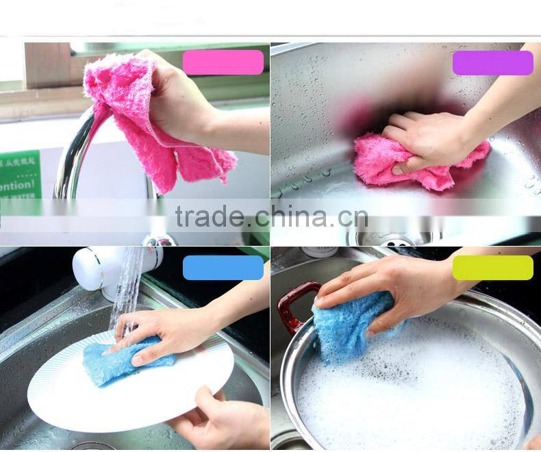 Wholesale natural environmental protection non-stick oil wood fiber towel wool magic sponge cloth wash bowl dish rags