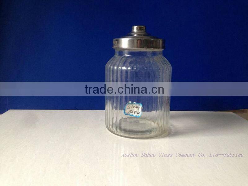 1000ml 1liter glass food storage jar kitchenware jar with steel cap