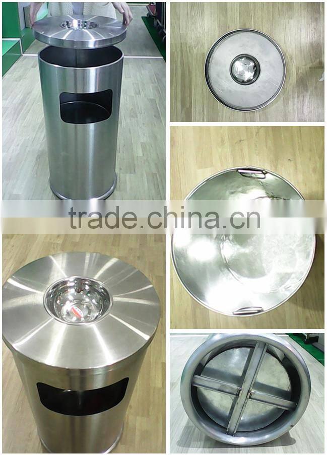 Stainless Steel Dustbin with Hand Made Metal Office Industrial Hotel Room Hospital Garbage Stainless Steel Dustbin