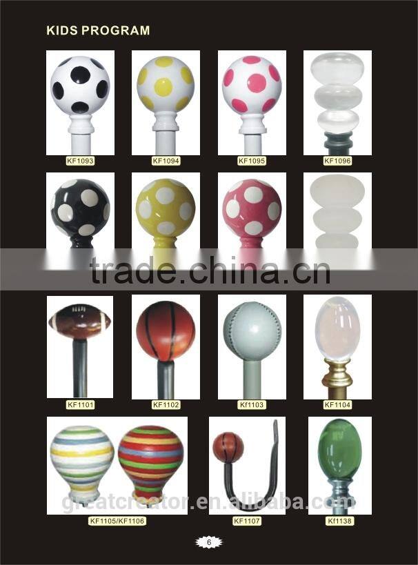 Home Decor Clear Green Oval Ball Kids Curtain Rod Finials Window Hardwares Curtain Accessories