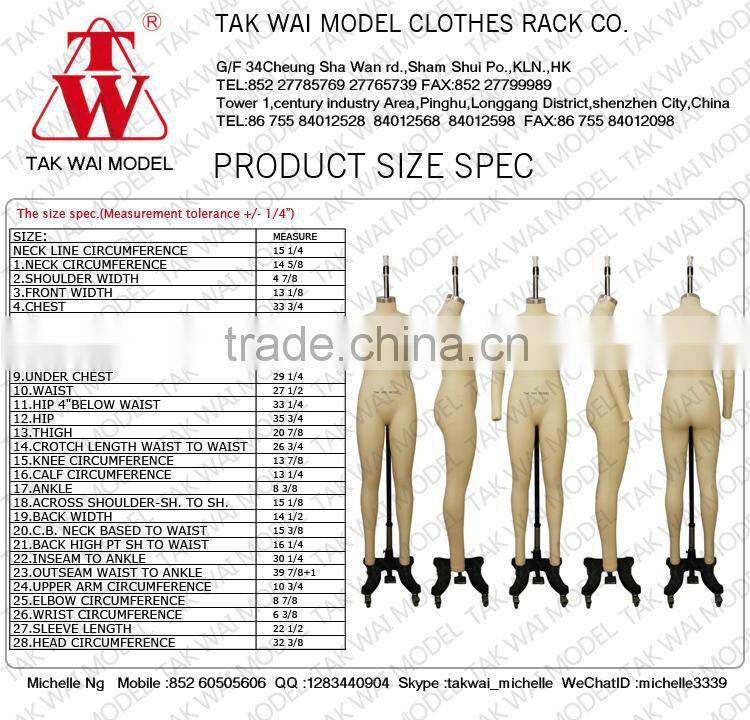 Customized clothing shop adjustable dressmaker female mannequin