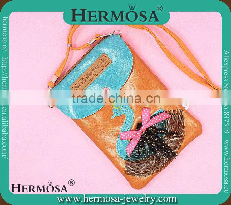 Lovely Red PU Creative Cartoon Swan Style Lovely Mini Chrildren Coin Purse Phone Keychain Bags Wholesale PUB 23