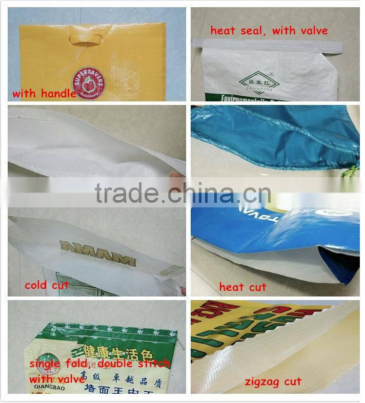 2015 hot sale custom bopp laminated pp woven bag with handle for rice