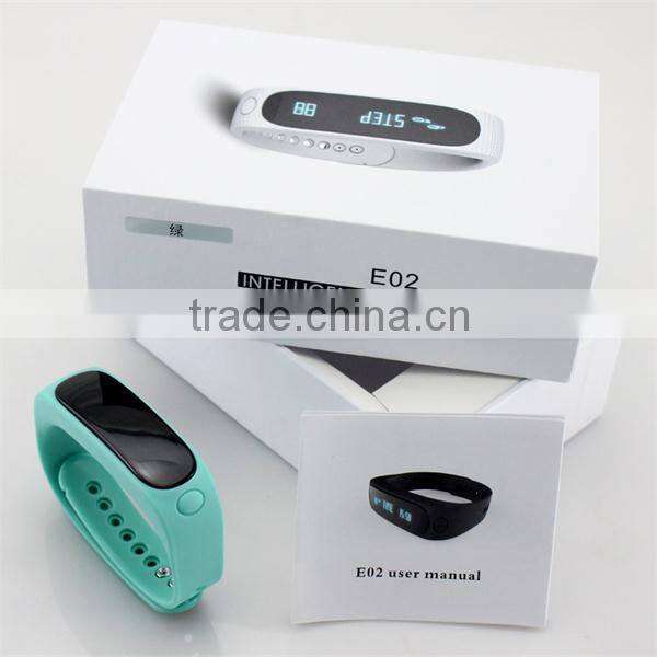 2015 Newest Factory Price High Quality E02 Smart Bluetooth Sport Bracelet