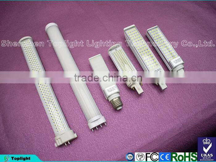 10W LED PL Light 2700k-7000k 2pin/ 4pin PLC LED Light G23/G24 Base