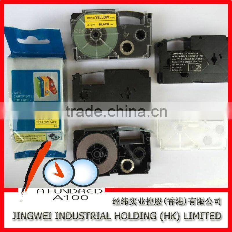 label printer tape XRA-12YW1 black on yellow 12mm be used for compatible casio printer tape cartridge label ribbon