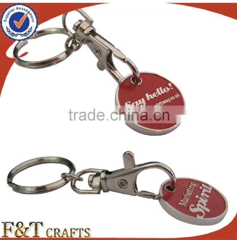 Make plating nickle soft enamel coin for supermarket trolley to sales