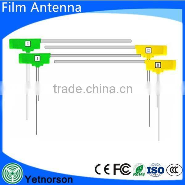 Film antenna L-type one-segment full-segment corresponding high sensitivity general-purpose yellow&green car film antenna